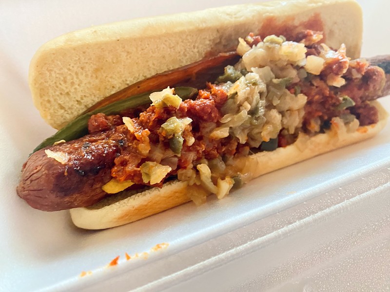 Cowtown Dogs offers an assortment of (mostly) from-scratch toppings including Dublin sweet onions, a hot and spicy onion and pepper mix, and housemade chili.