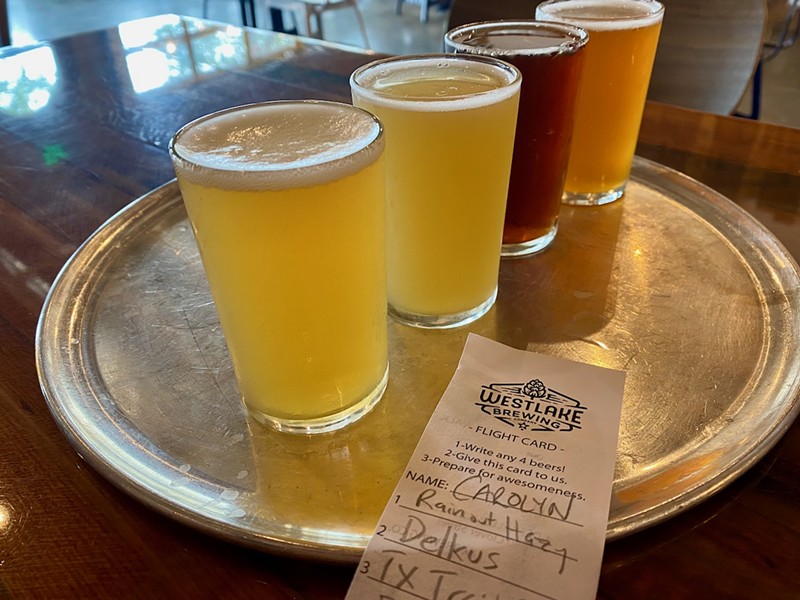 A flight at Westlake Brewing