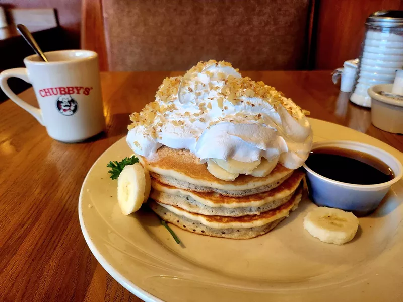 Image: banana nut pancakes at Chubby's.