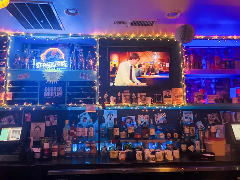 Image: The bar at The Whip has multiple personalities; here it was an ode The Office.