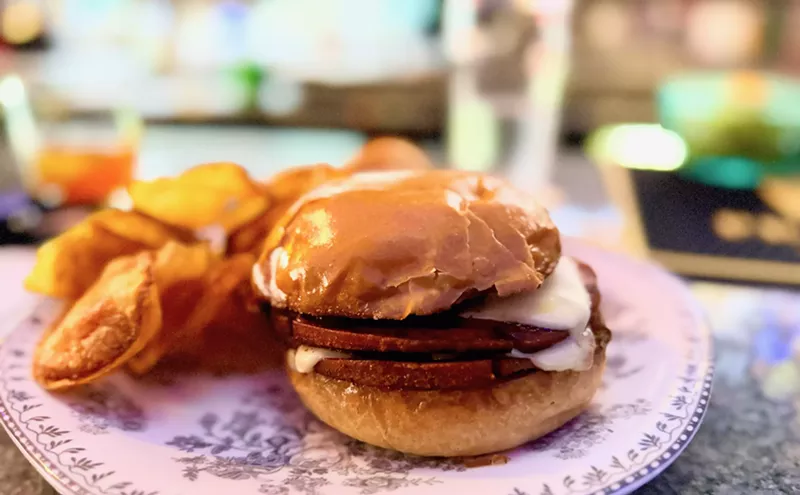 Image: A Not-Fancy Bologna Sandwich, Craft Beer and Vodka Shot Downtown