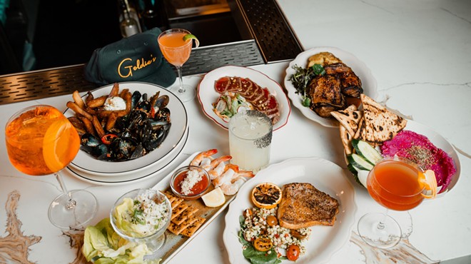 a collection of dishes from Goldie's