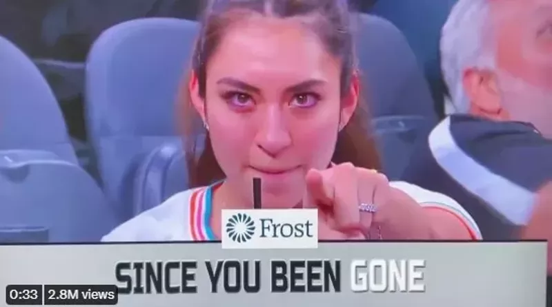 Image: Briana Saldaña is catching a lot of attention on Twitter thanks to her epic lip sync of Kelly Clarkson's "Since You've Been Gone" at last Sunday's San Antonio Spurs home game.