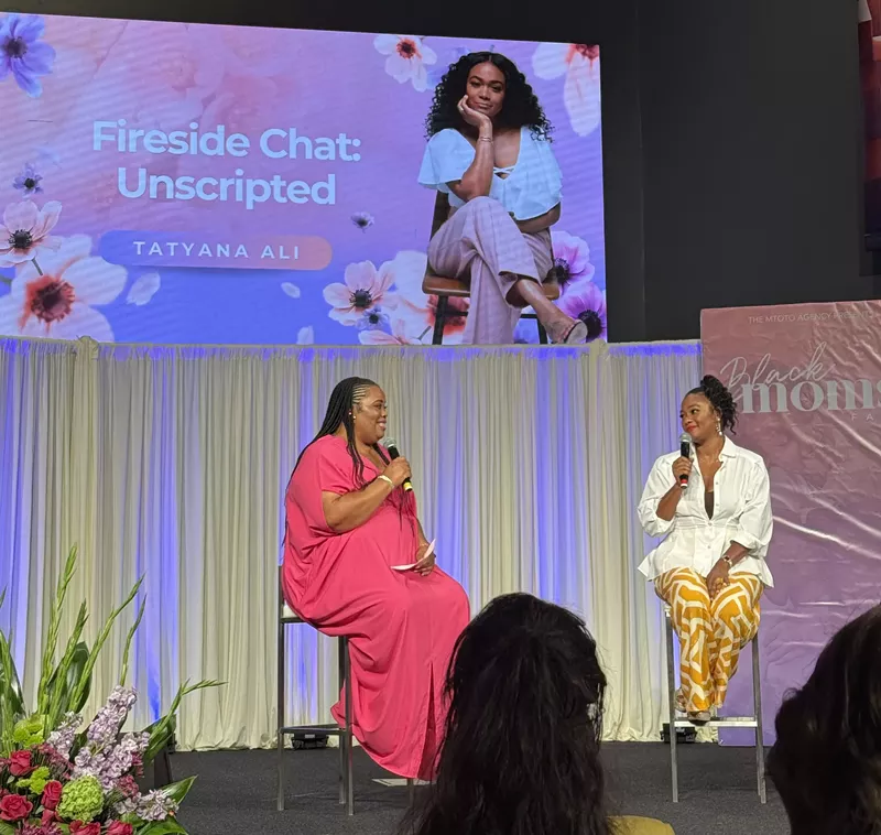 Image: Host Stephanie Bauchum (left) and actress/advocate Tatyana Ali began the event with a fireside chat.