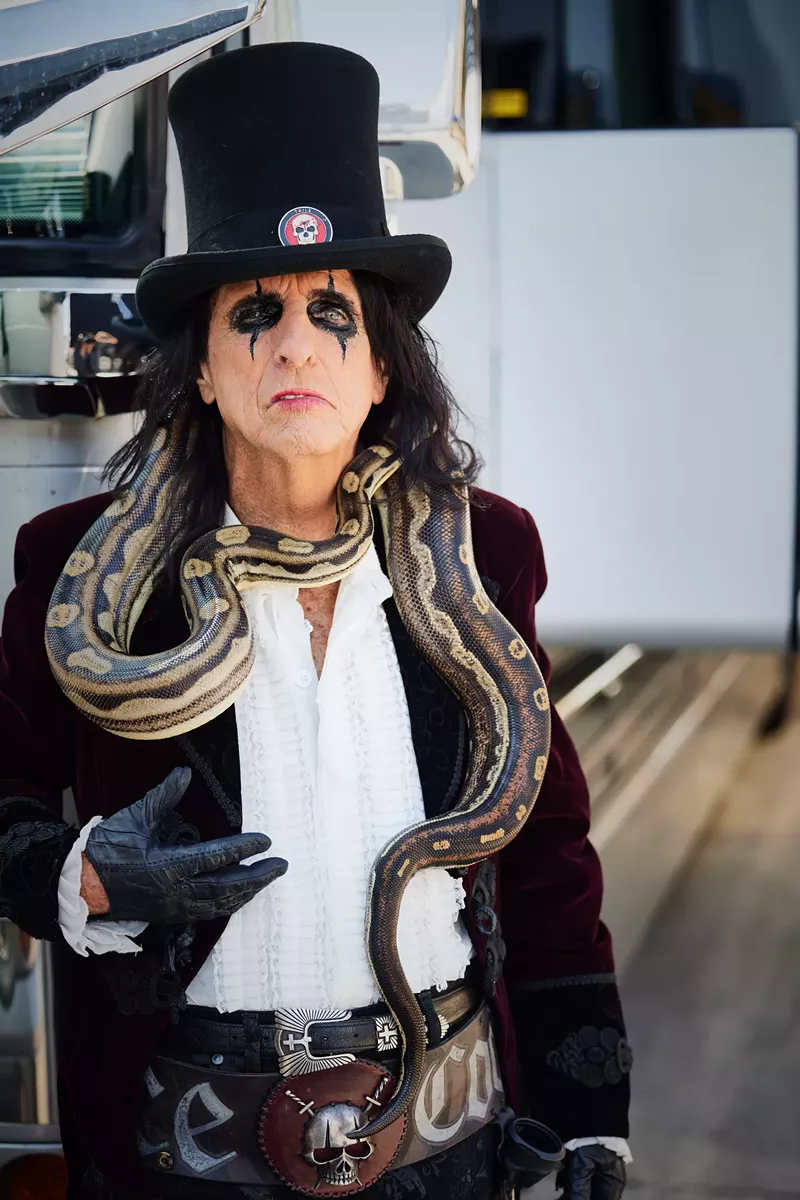 Image: To Alice Cooper, horror is comedy. Comedy = tragedy + time. Time is of the essence. “Essence” was an episode of The X-Files. Alice Cooper and Rob Zombie wrote a song for The X-Files. Rob Zombie and Alice Cooper are playing Dallas on Thursday.