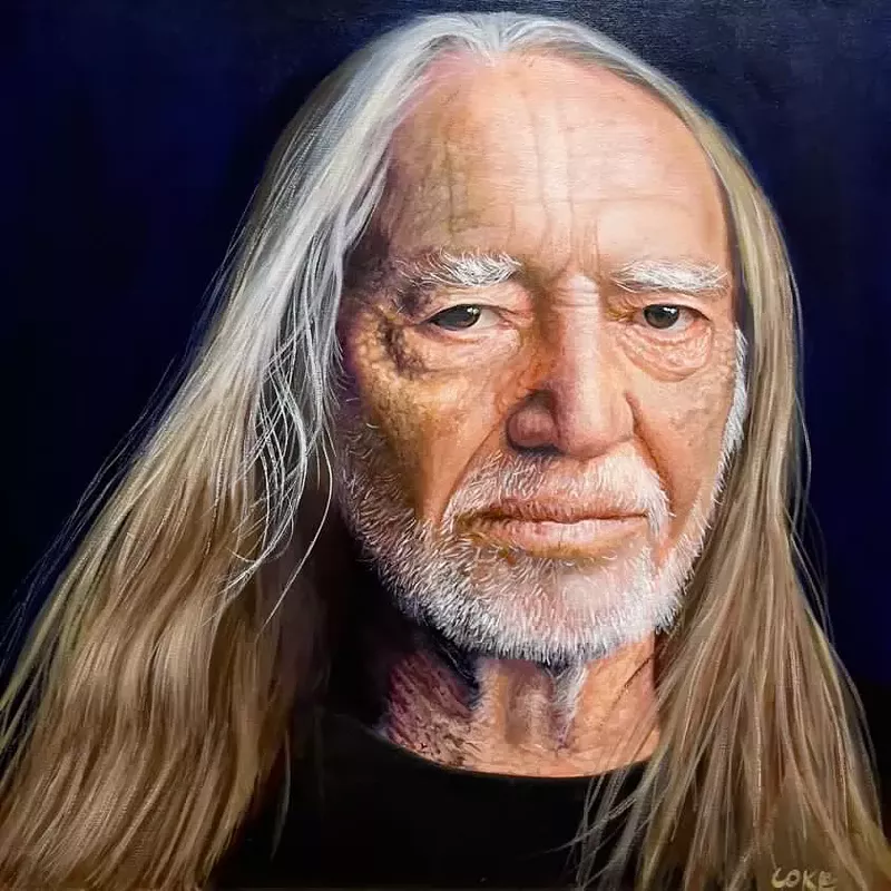 Image: Willie Nelson is one subject at Create Arlington's exhibition The Lone Star Sings: Portraits of Texas Musicians.