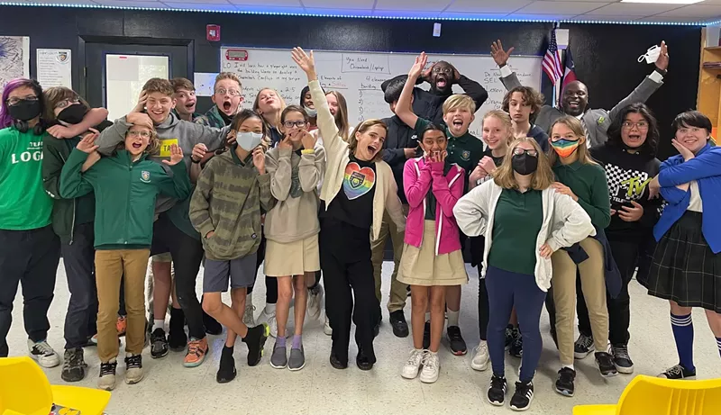 Image: Actress and film star Emma Watson surprised a class of theater students at Sudie L. Williams Talent and Gifted Academy on Wednesday.
