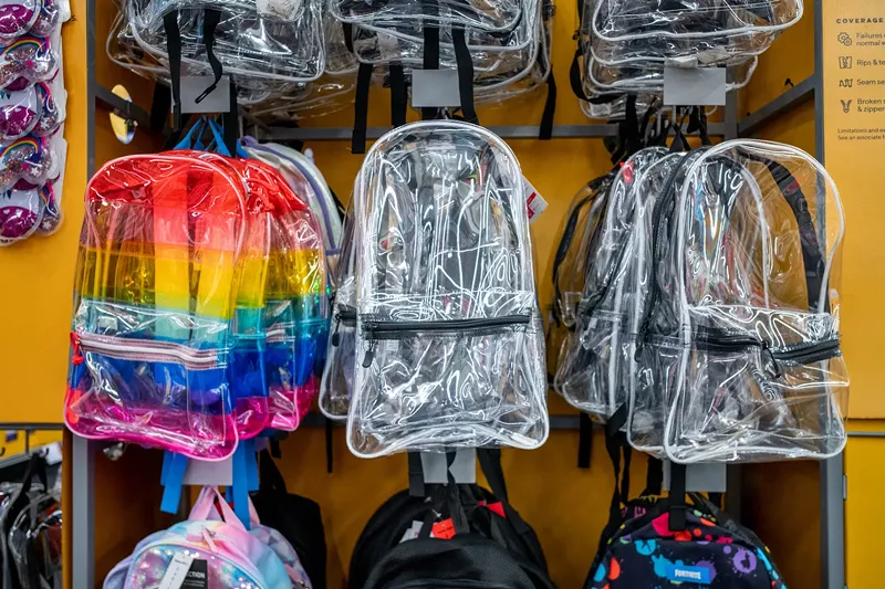Image: School districts around Texas have begun requiring students to use clear backpacks following the school shooting at Robb Elementary School in Uvalde.