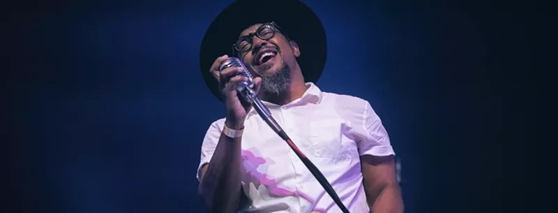 Image: Singer Chadwick Murray performing onstage at the Ridglea Theater in Fort Worth.