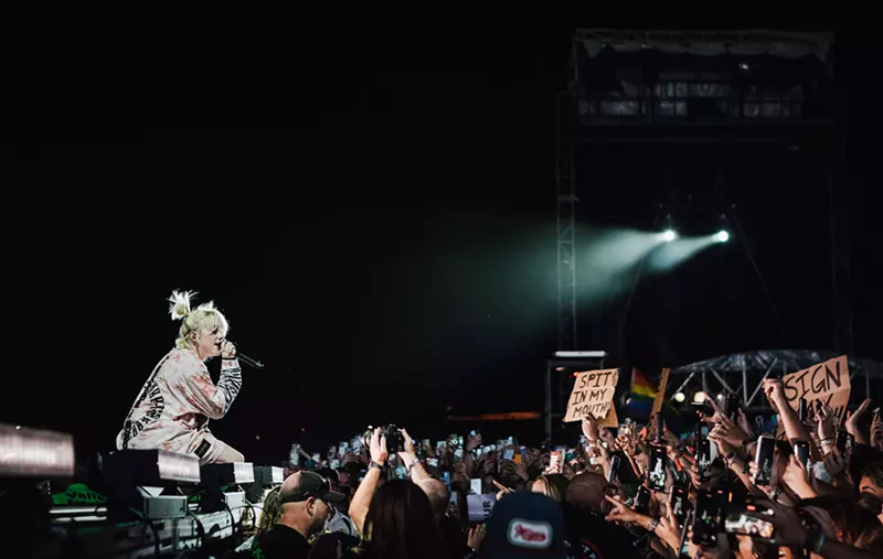 Image: Billie gets up close and personal during her headlining set at ACL Fest.