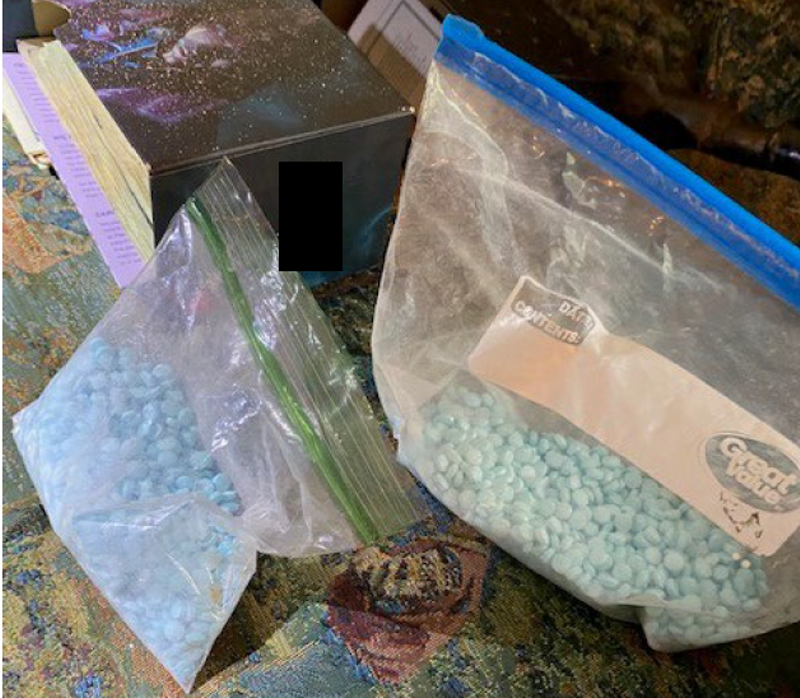 Fentanyl pills seized by authorities in a 2023 bust related to the Carrollton juvenile overdoses and deaths