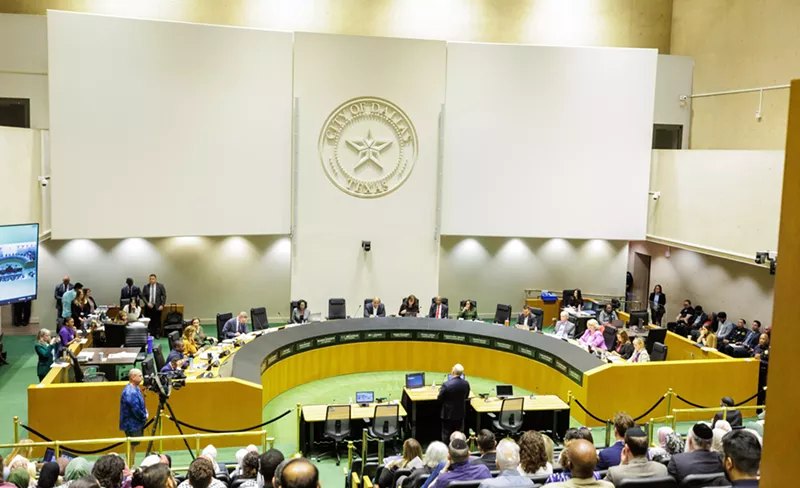 Image: Dallas city council listens to public speakers.