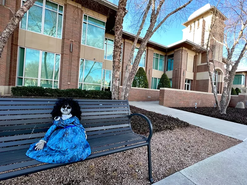 Image: A creepy doll left on a bench in front of Keller's Town Hall last Wednesday is catching a lot of in-person and viral attention.