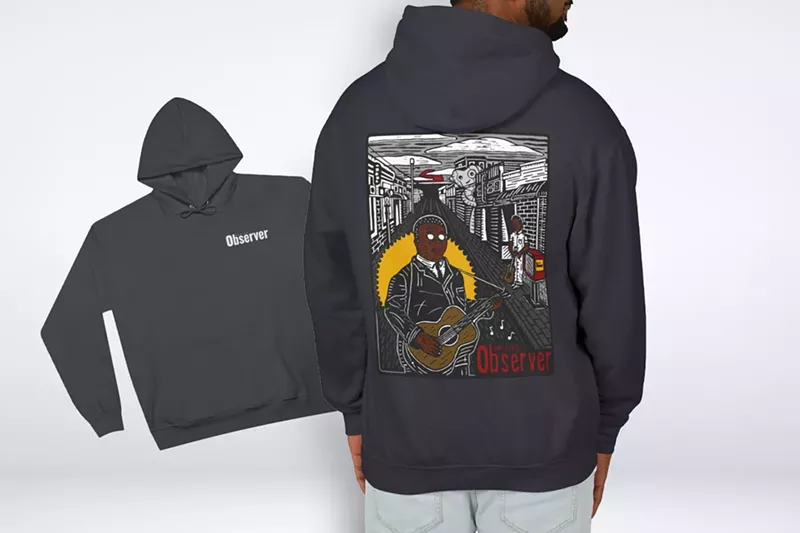 Image: By becoming a Dallas Observer member and giving at least $20, you are eligible to receive a poster featuring Jackdaw's design. If you up your contribution to $75 or more, you can also receive a hoodie or crewneck