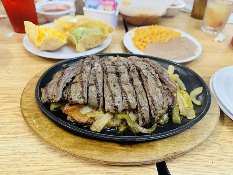 Image: Steak fajitas for two. Doesn't get much better.
