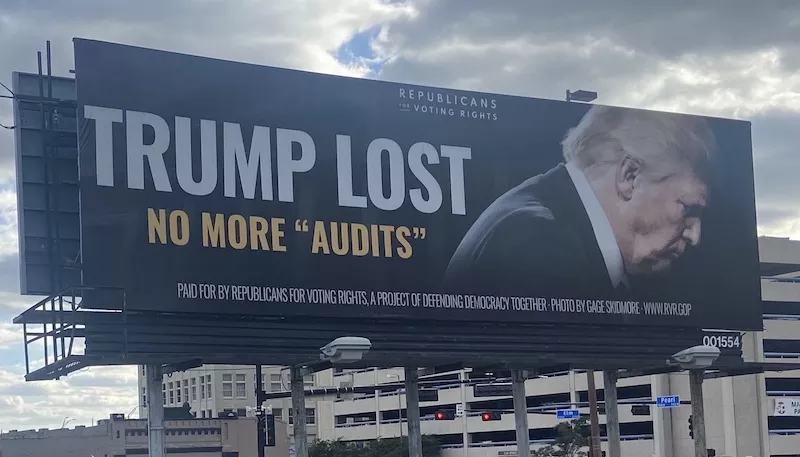 Image: One of several anti-Trump billboards that have popped up in Dallas in recent weeks.