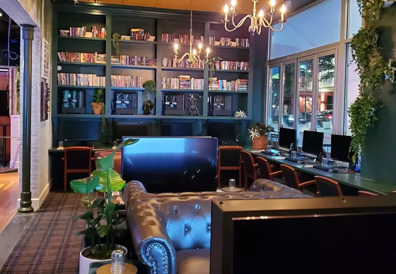 Image: The Library inside Farm + Feed is loaded with books, PCs and TVs.