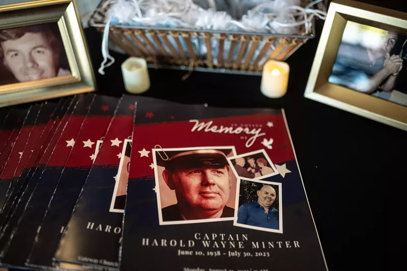 Image: Photos of Harold Minter at his memorial.
