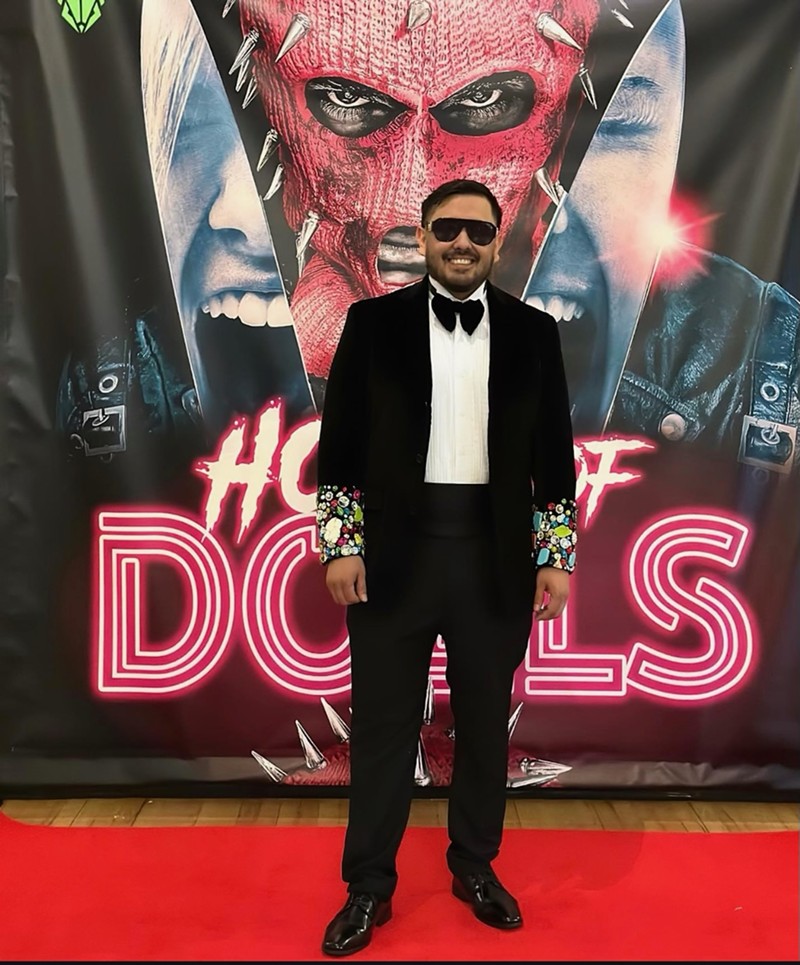 Fort Worth filmmaker Juan Salas at the premiere of his first horror film, House of Dolls.
