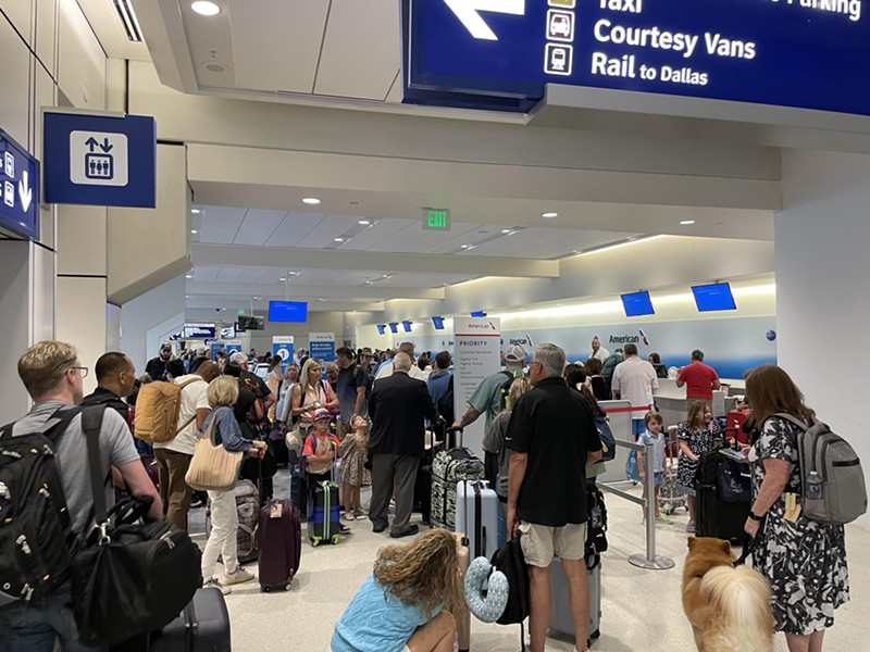 Terminal A at DFW International Airport was much more crowded than normal following a global tech outage