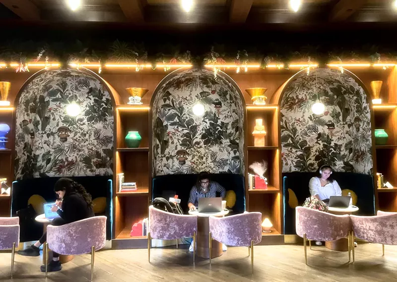 Image: The work nooks at Funny Library are plush, cozy and caffeinated.