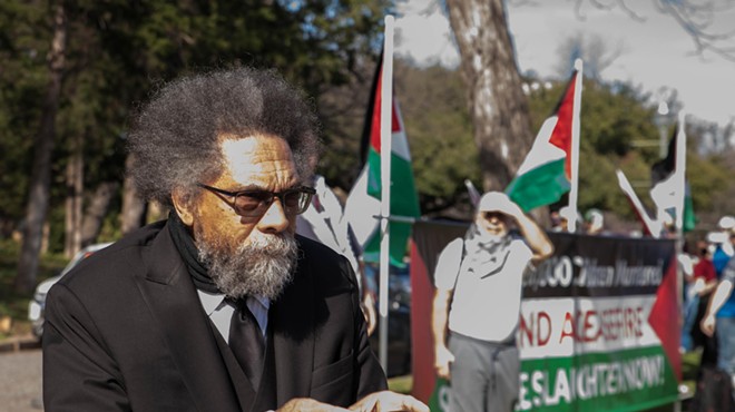 Cornel West at a pro-Palestine rally in Dallas.