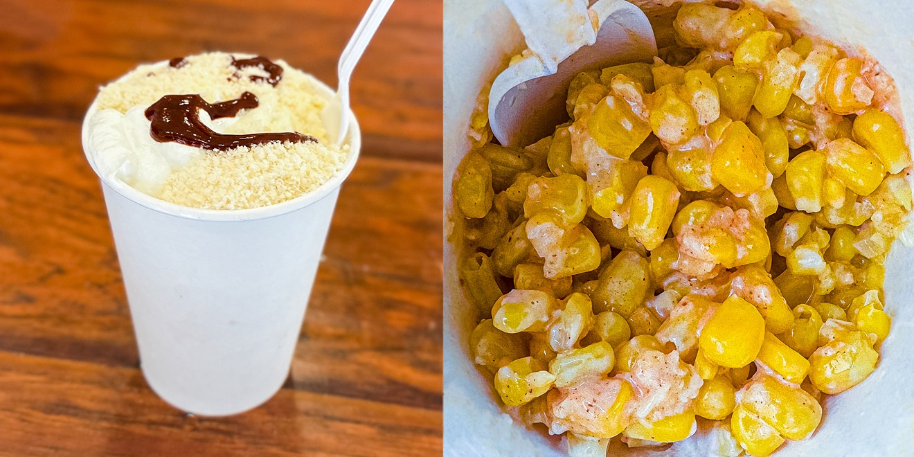 Elotes:  served on the cob or in a large medium cup that is their small.