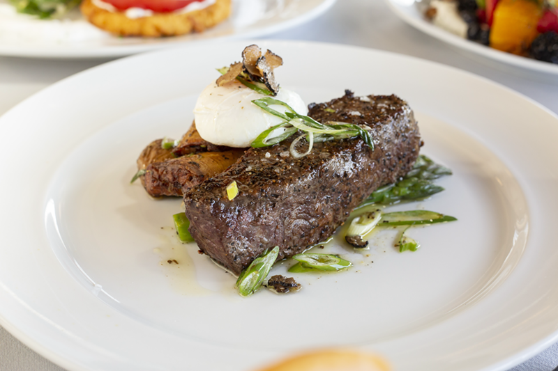 Image: steak and eggs and Ocean Prime