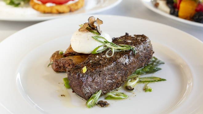 steak and eggs and Ocean Prime