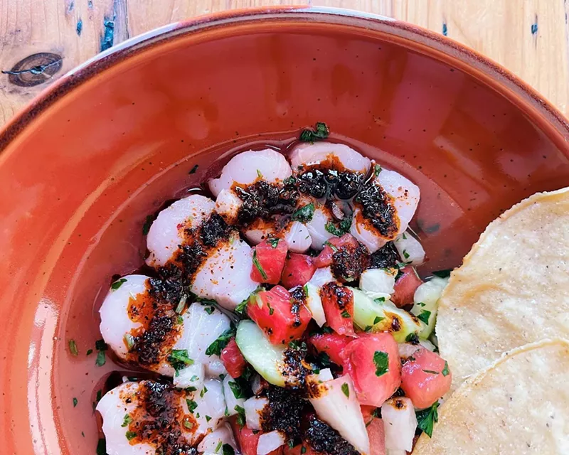 Image: Watermelon and walu ceviche.