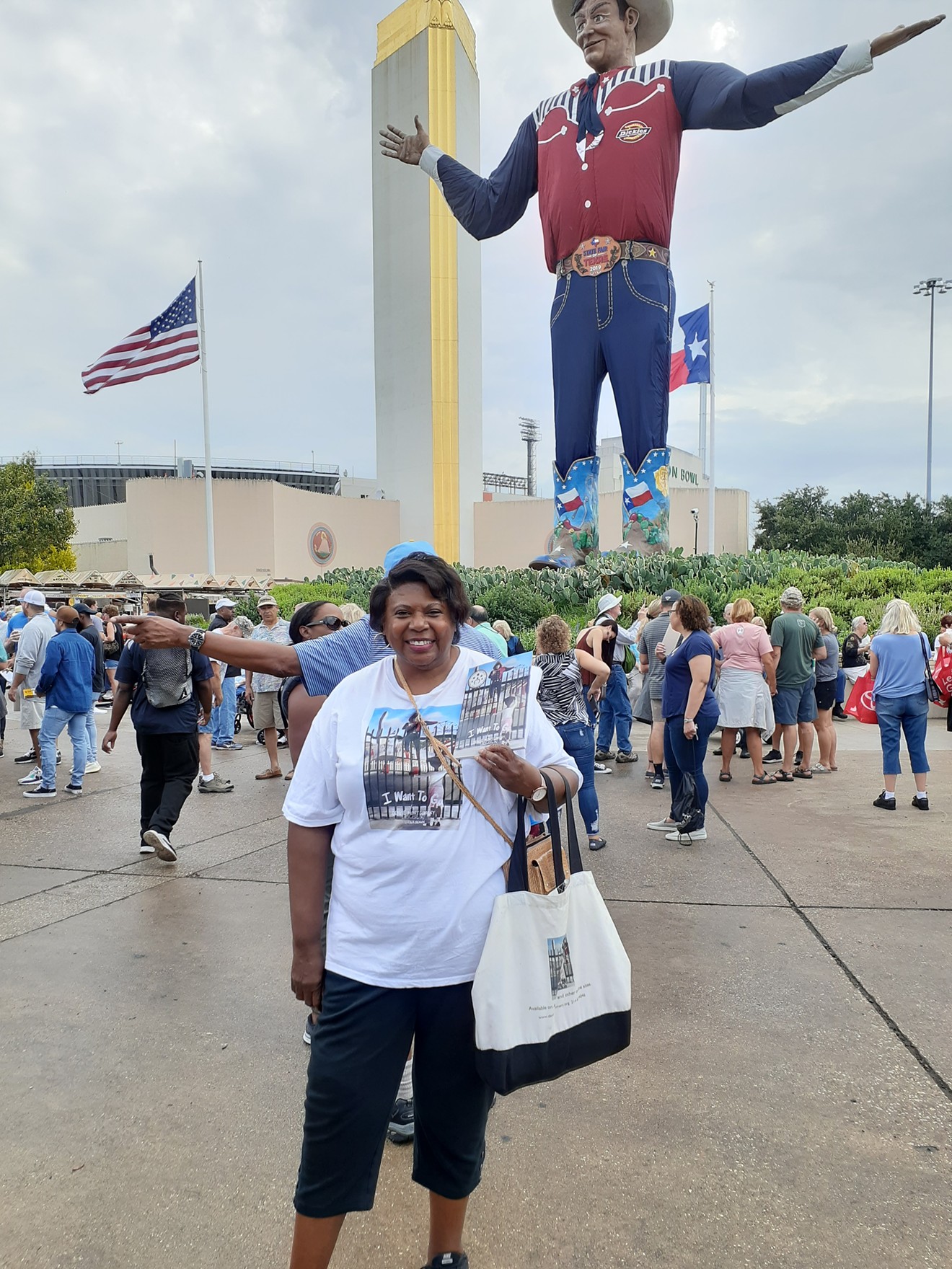 Author and DISD teacher Denise Montgomery with her book at the State Fair of Texas in 2019.