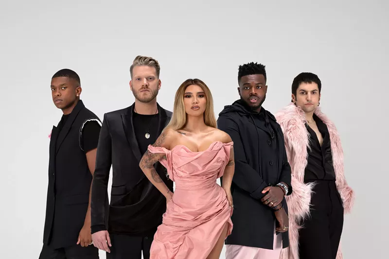 Image: Arlington's a cappella pop quintet Pentatonix bring the Evergreen Christmas Tour to Texas Trust CU Theatre on Wednesday night.