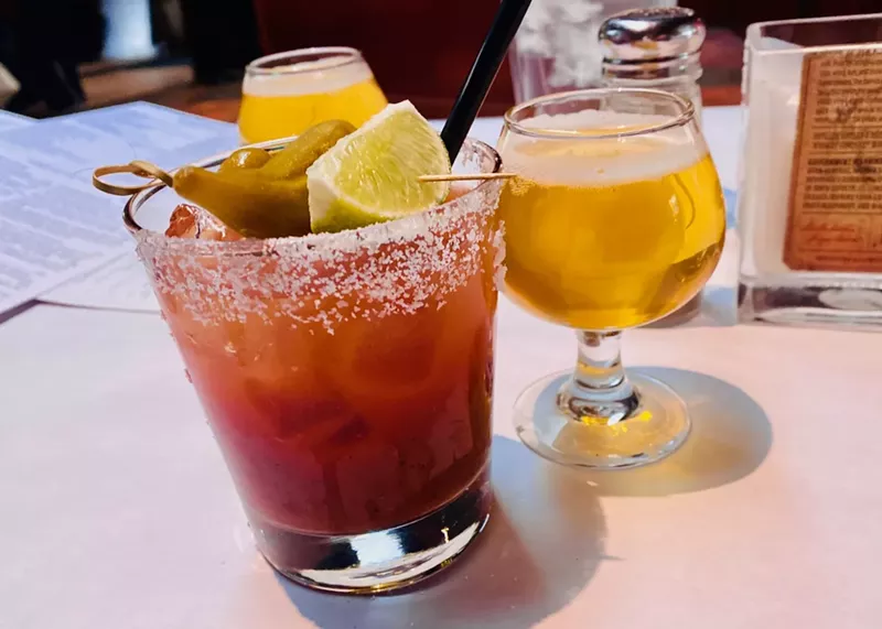 Image: The Moth's bloody mary is served with a beer chaser.