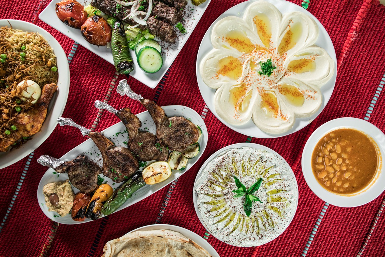 A dinner spread at Fattoush Mediterranean Grill in Pantego