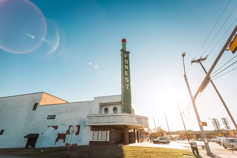 Image: The boarded-up exterior of the once glorious Forest Theater, which is making a comeback.