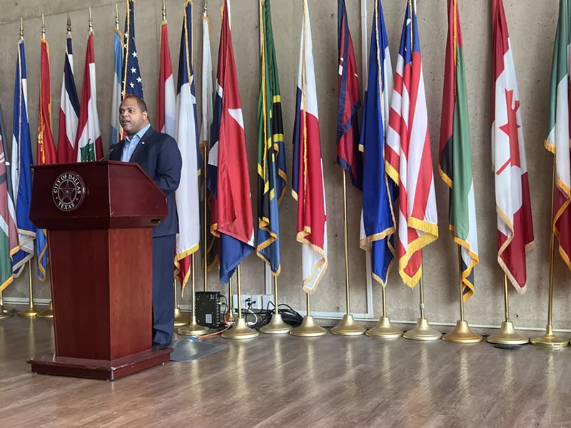 Image: Dallas Mayor Eric Johnson announced the formation of the HOPE Task Force in February.