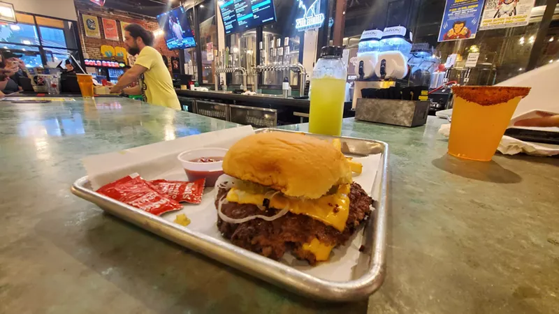 Image: The Don Smashburger and fries at Pacheco Taco N Burger.