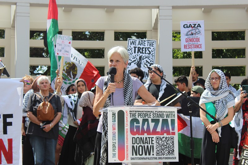 Green Party Candidate Jill Stein encourages the crowd to recognize their power and resist.