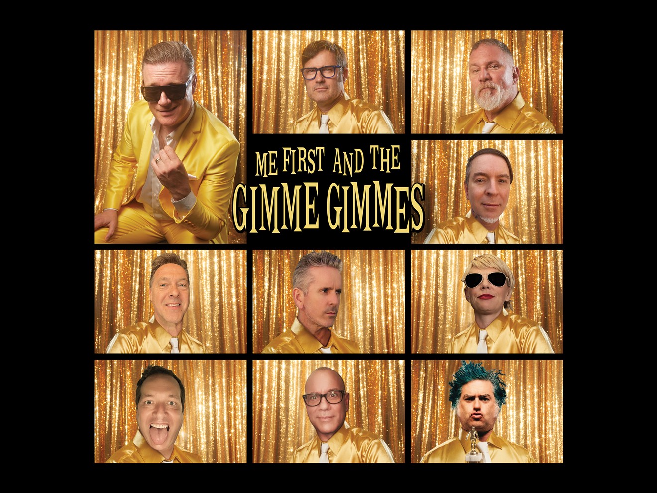 The punk cover band Me First and the Gimme Gimmes, fronted by singer Spike Lawson, top left, will be at Amplified Live on Oct. 27.