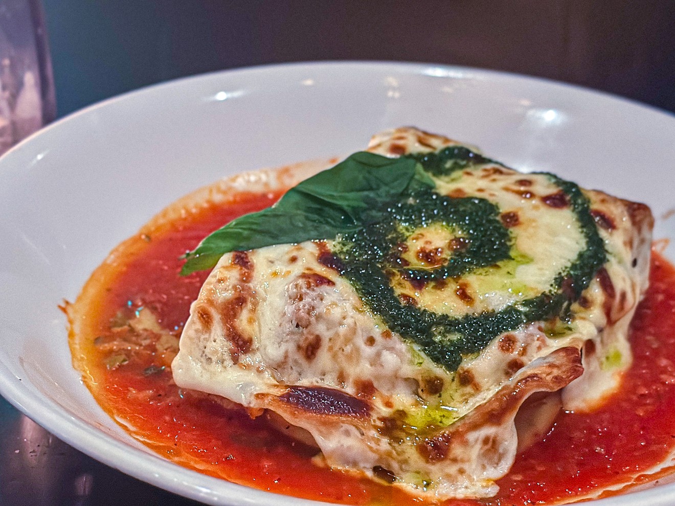 Green chili lasagna, Renny's Southwest take on the Italian classic.