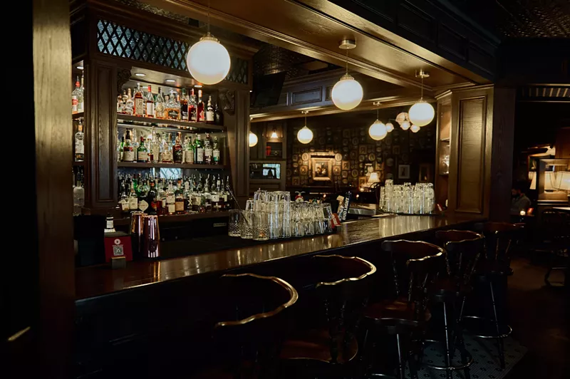 Image: The full-circle bar at Harwood Arms sits in the middle of the restaurant.