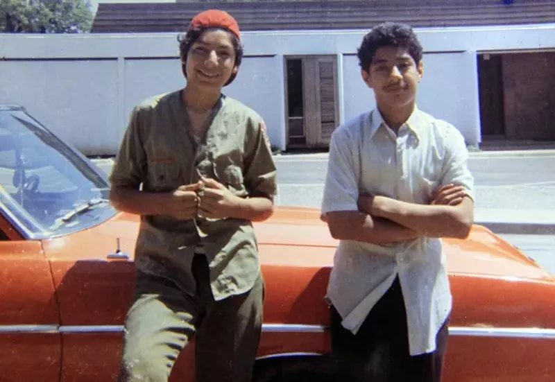 Image: Pictured is David Rodriguez, 13, and his brother Santos in 1973, only months before Santos was murdered by a Dallas police officer.