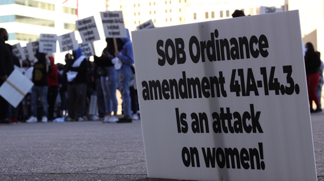 Protest sign against a Dallas ordinance.