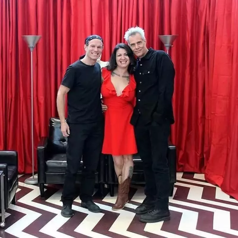 Image: Samantha Osborn (middle) books actors like James Marshall and Dana Ashbrook of Twin Peaks for fan coventions.