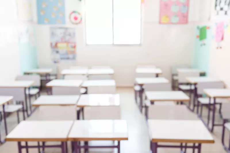 Image: empty school classroom