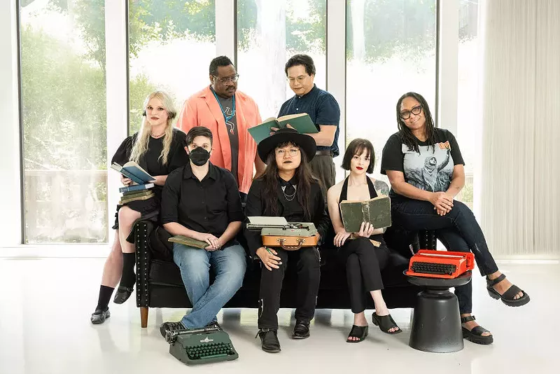 Image: Dallas-area poets and writers from top left, clockwise: Scarlett Gray, Darryl Ratcliff, Sebastian H. Paramo, Reverie Koniecki, Mag Gabbert, Eva Regicide and Logen Cure.