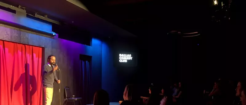 Image: Comedian Paul Varghese performs one of the first public shows on the main stage of the Dallas Comedy Club in Deep Ellum.
