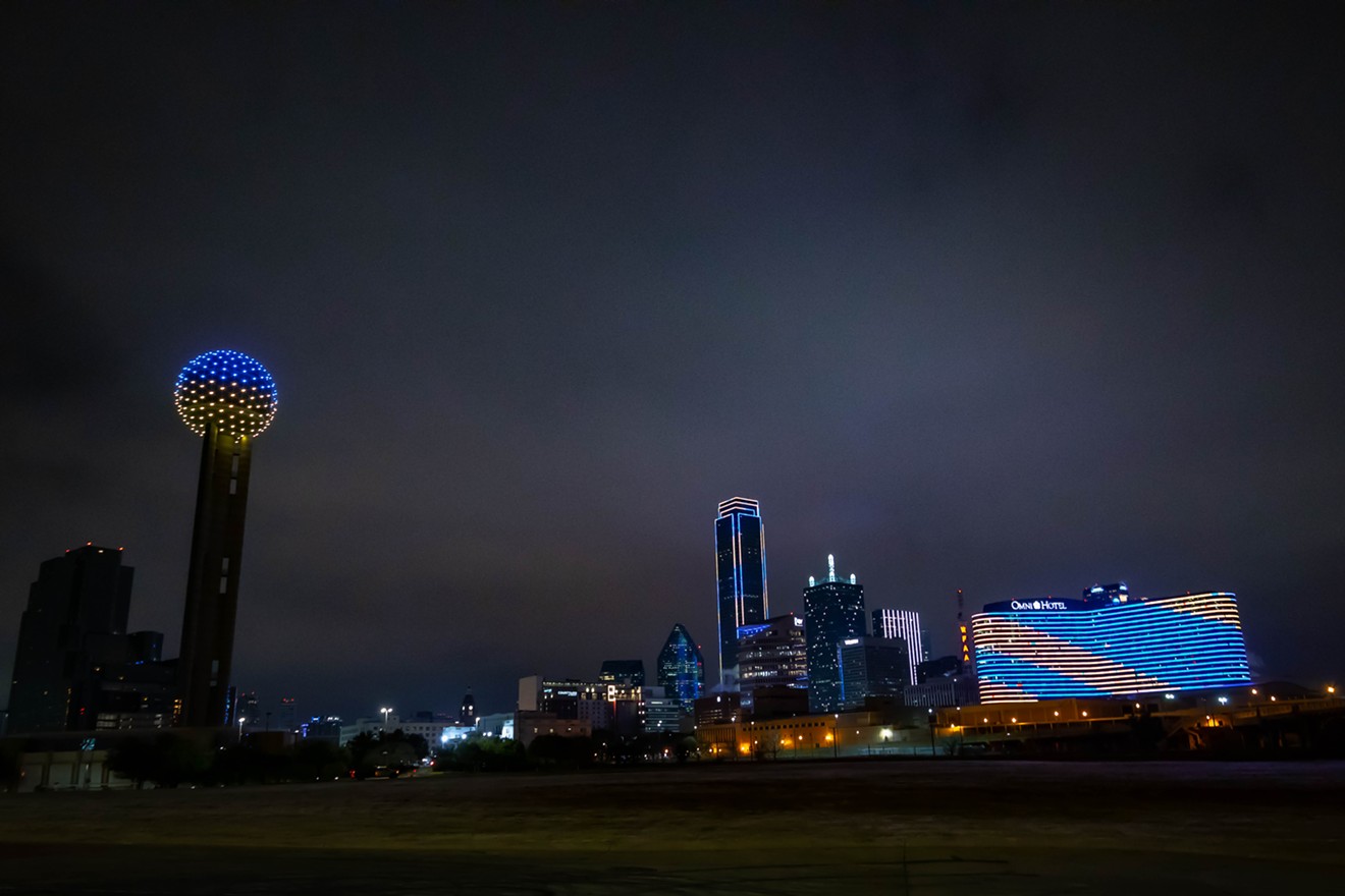 Dallas's skyline turned blue and yellow in solidarity with Ukraine after news broke that it was invaded by Russian forces on Thursday.