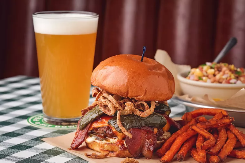 Image: Rodeo Goat's bodacious burger sure lives up to its name with its fat stack of fixin's.