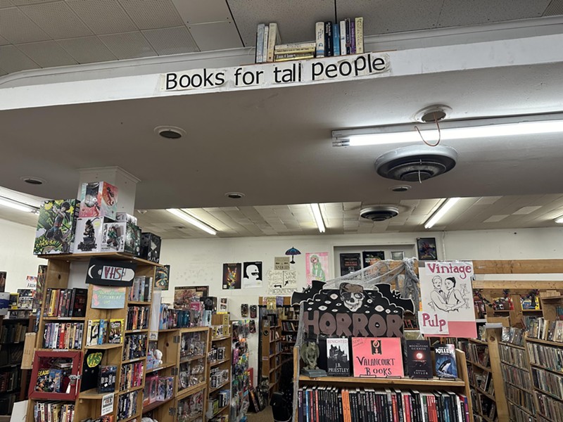 The "Books for tall People sign" at Recycled Books is a famous spot in Denton.
